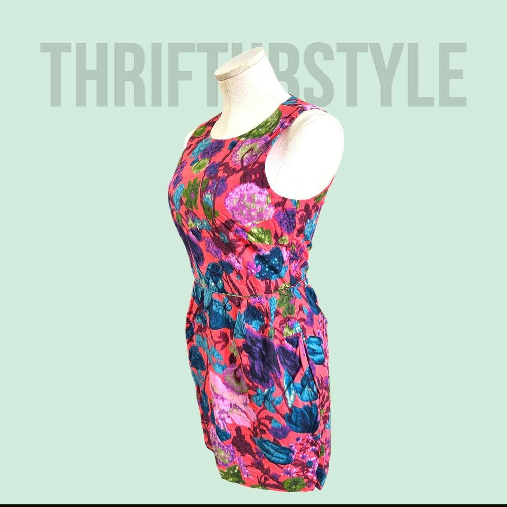 J CREW Floral Print Sleeveless Dress Colorful Pattern Party Cocktail Size 2 - Picture 3 of 8